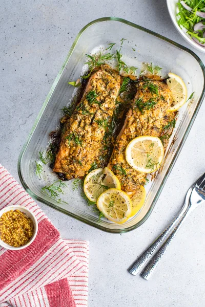 Baked Salmon with Lemon Mustard Dill - Bin Inn Wholefoods Market